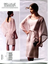 1330 VOGUE SASSOON UNDERLINED STRAPPY DRESS, ATTACHED CAPELET PATTERN 16-24 uncut